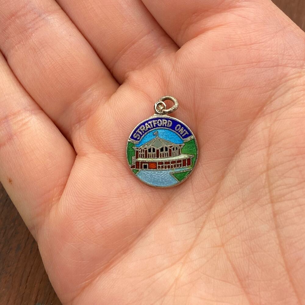 Vintage BMCo 925 Sterling Enamel Stratford Festival Theatre Canada Pendant Charm